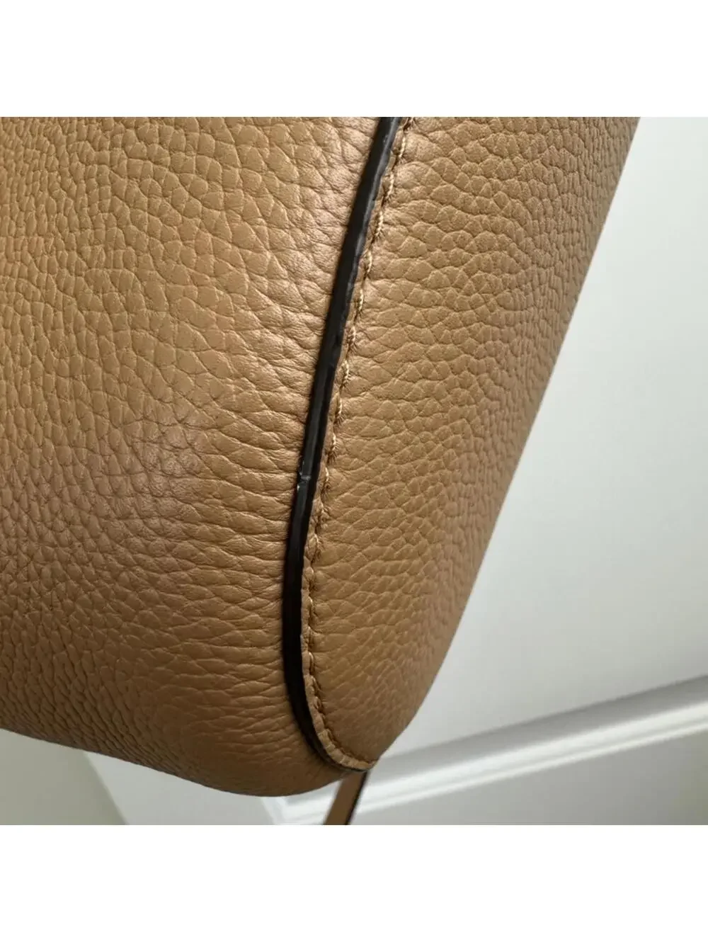 Tory Burch McGraw Leather Bucket Bag Tiramisu Brown Gold Hardware
